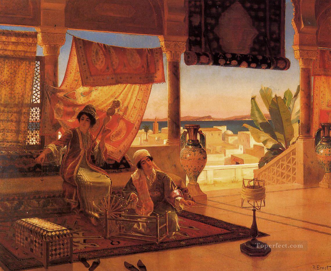 Ernst Rudolph The Terrace Arabs Oil Paintings